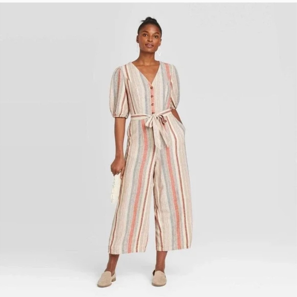 Universal Thread Linen blend V Neck Jumpsuit